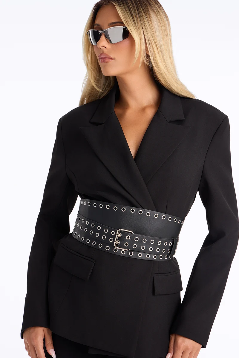 Hold Me Tight Faux Leather Corset Belt - Black