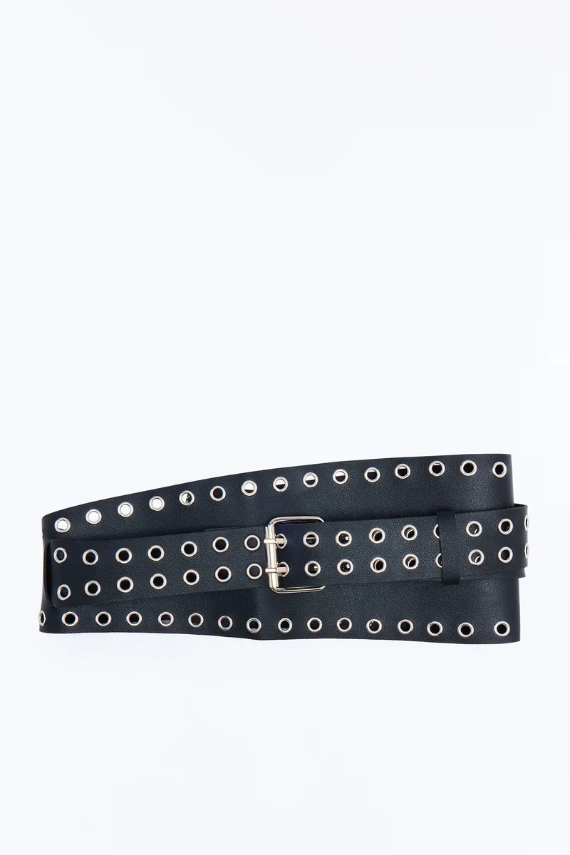 Hold Me Tight Faux Leather Corset Belt - Black