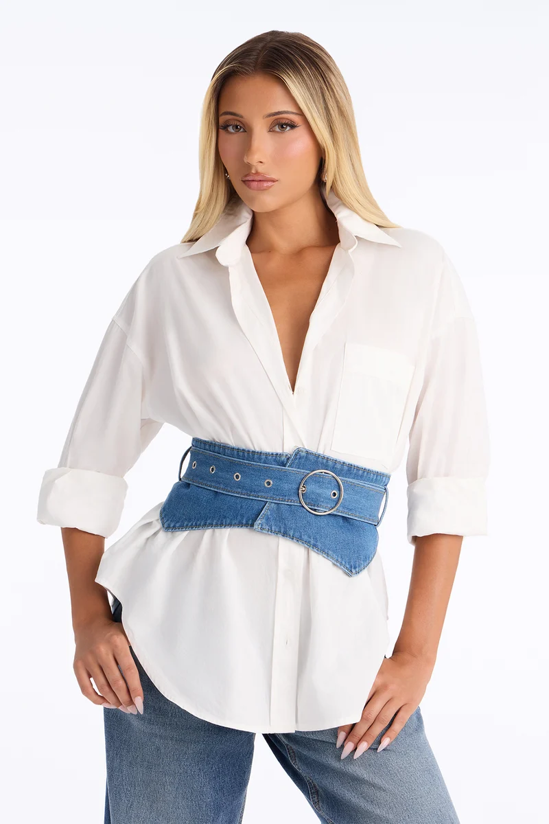Sculpted In Denim Corset Belt - Denim