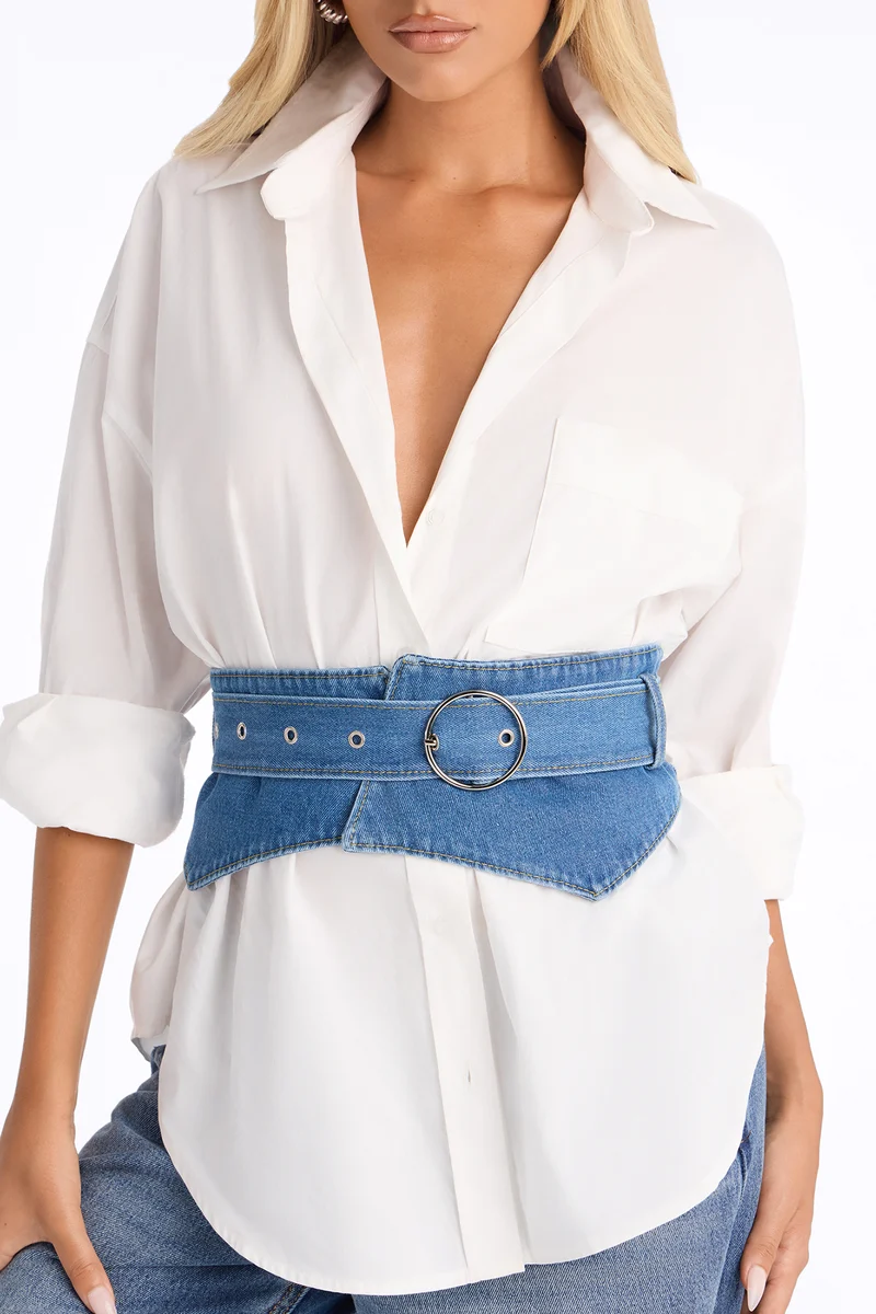 Sculpted In Denim Corset Belt - Denim