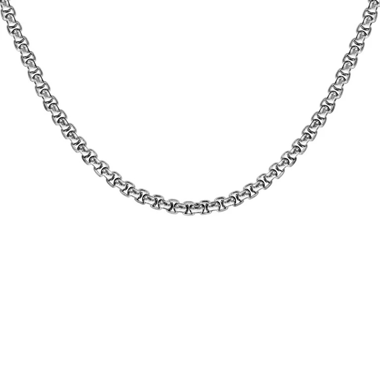 Collier long maille jaséron carrée 55 cm – Acier | Azuline