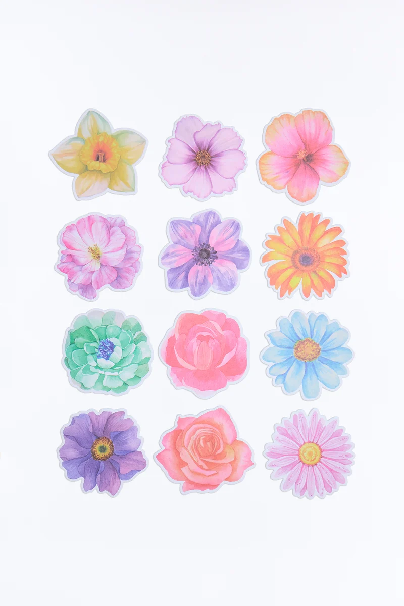 Flowers Sticky Notes 12 Pack Set - Multi Color