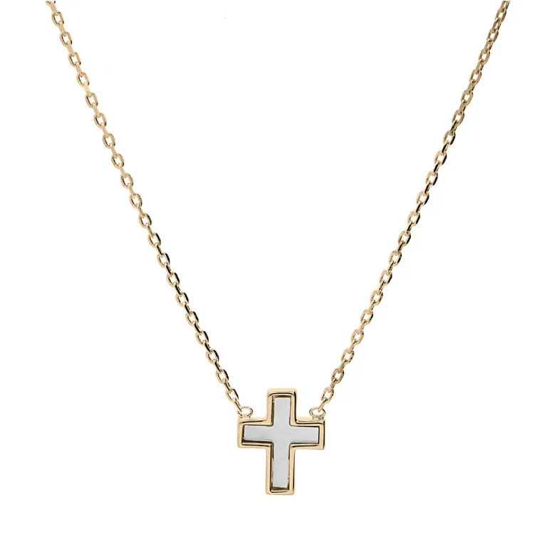Collier croix à nacre – Plaqué or | Azuline