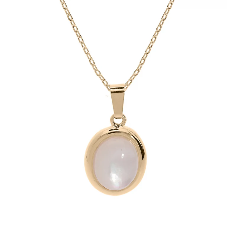 Collier ovale à nacre véritable – Plaqué or | Azuline