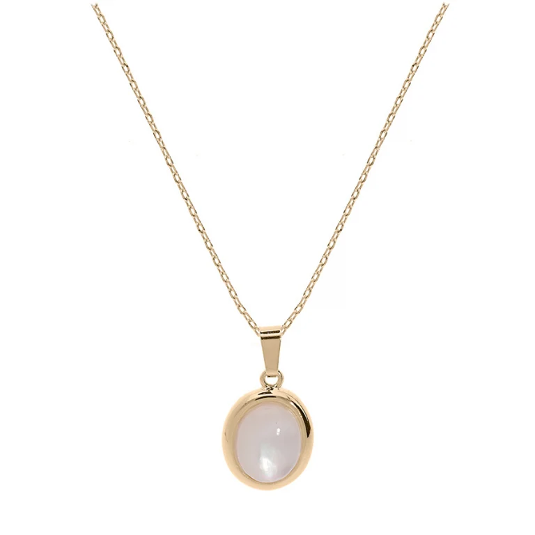 Collier ovale à nacre véritable – Plaqué or | Azuline