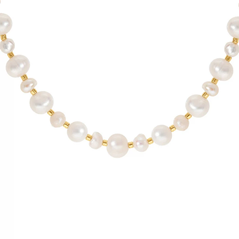 Collier perles de culture de différentes tailles – Acier doré | Azuline