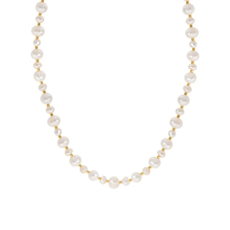 Collier perles de culture de différentes tailles – Acier doré | Azuline