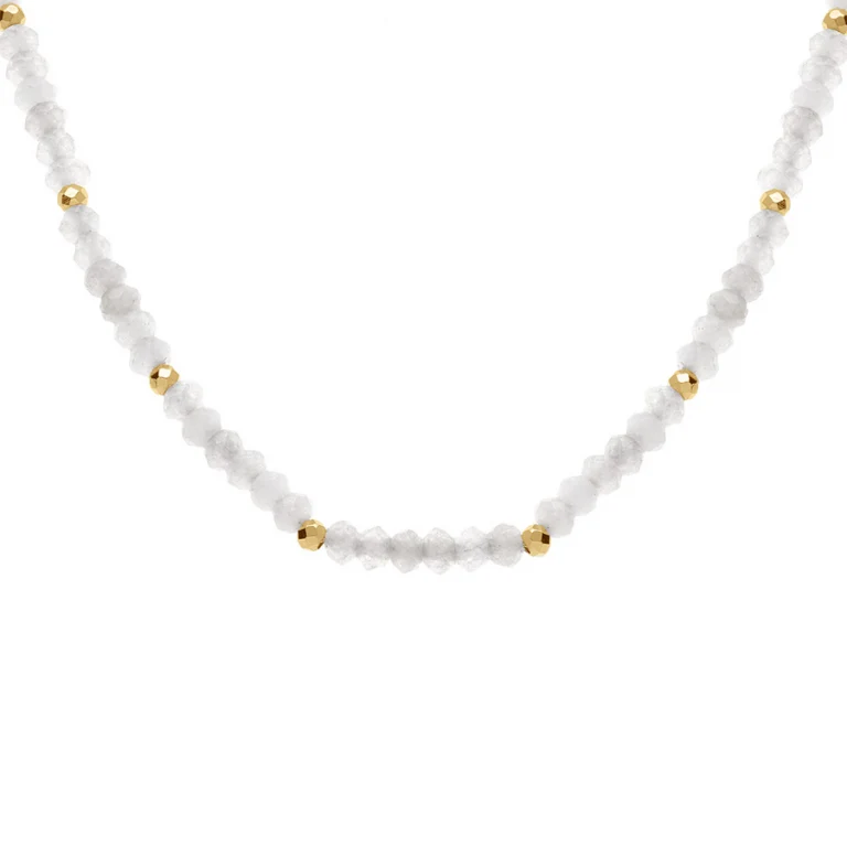 Collier agate blanche – Acier doré | Azuline