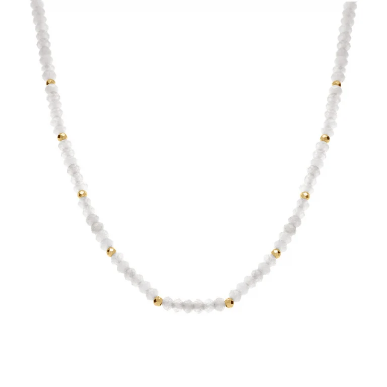 Collier agate blanche – Acier doré | Azuline