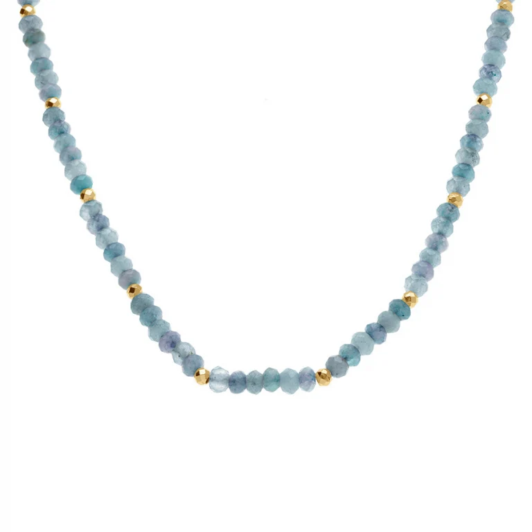 Collier agate bleu ciel – Acier doré | Azuline