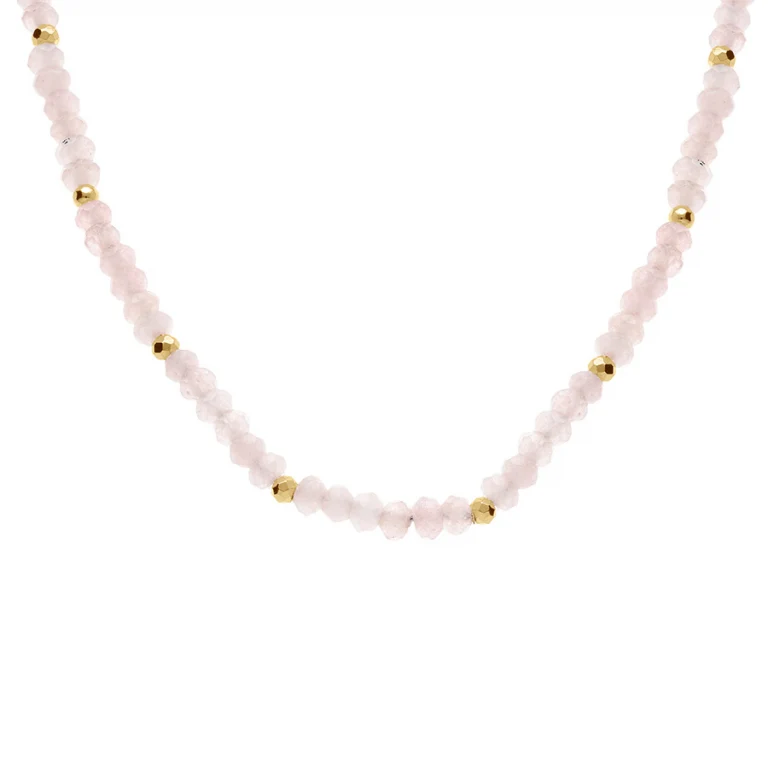 Collier quartz rose – Acier doré | Azuline