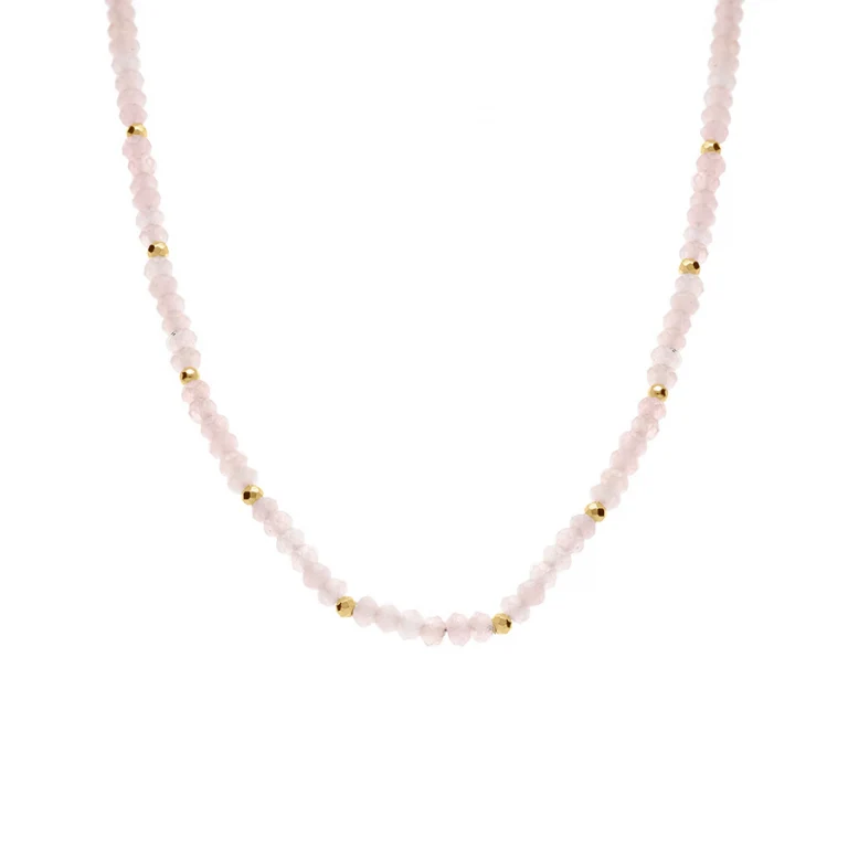 Collier quartz rose – Acier doré | Azuline