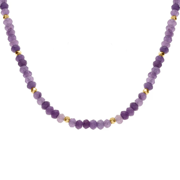 Collier amethyste boules – Acier doré | Azuline
