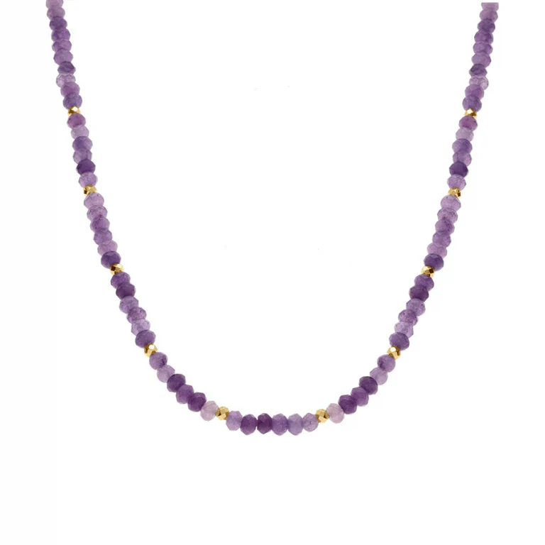 Collier amethyste boules – Acier doré | Azuline