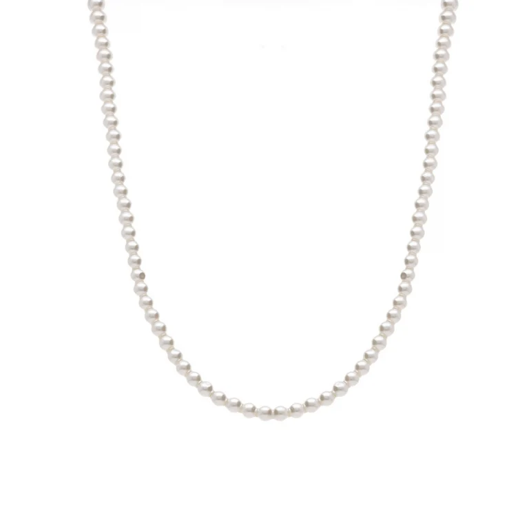 Collier rang de perles blanches imitation – Acier | Azuline