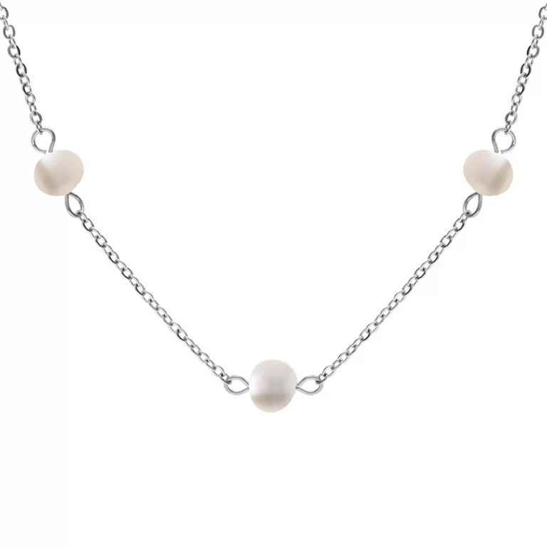Collier trois perles de culture d’eau douce – Acier | Azuline