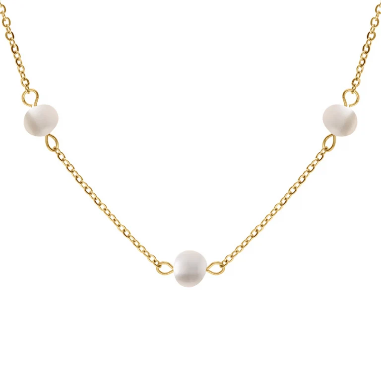 Collier trois perles de culture d’eau douce – Acier doré | Azuline