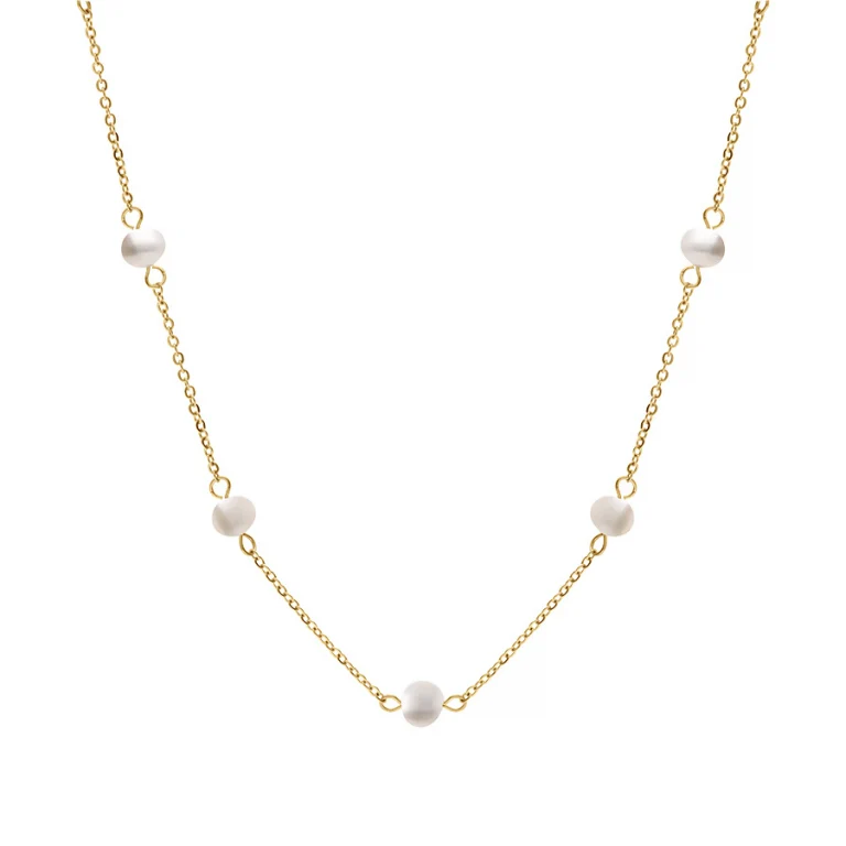 Collier trois perles de culture d’eau douce – Acier doré | Azuline