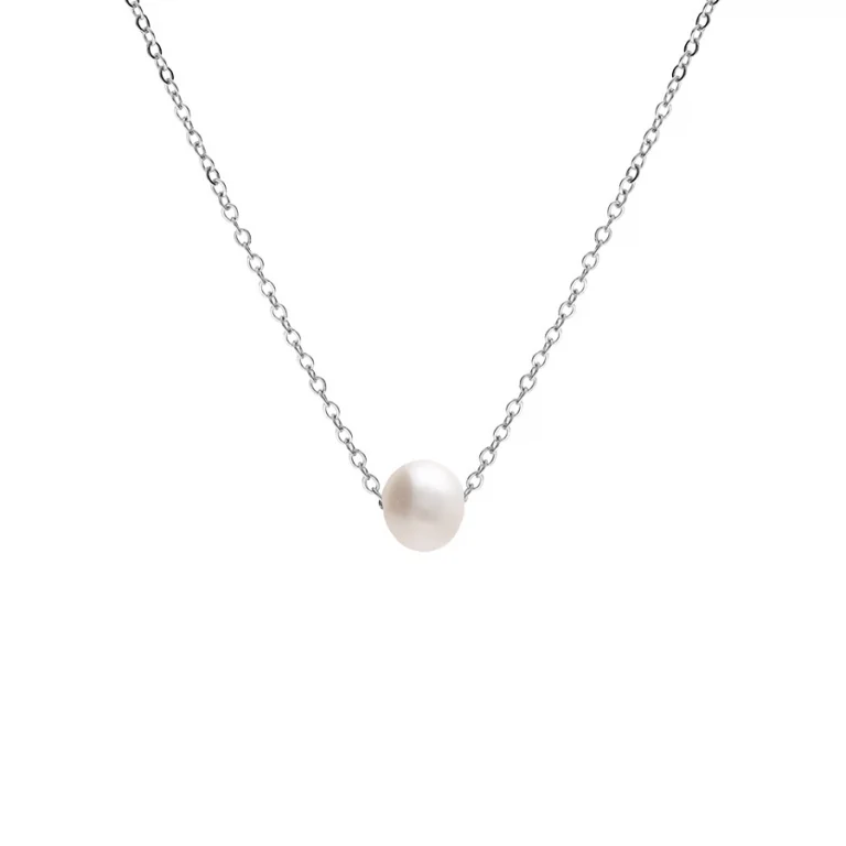 Collier perle de culture d’eau douce – Acier | Azuline