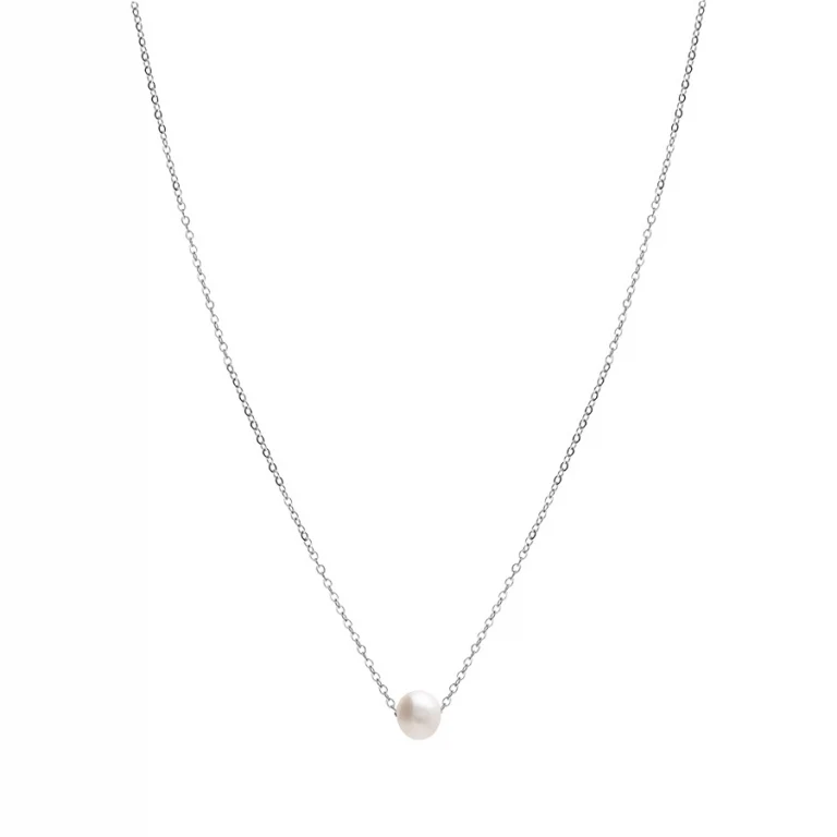 Collier perle de culture d’eau douce – Acier | Azuline