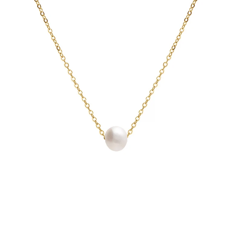 Collier perle de culture d’eau douce – Acier doré | Azuline