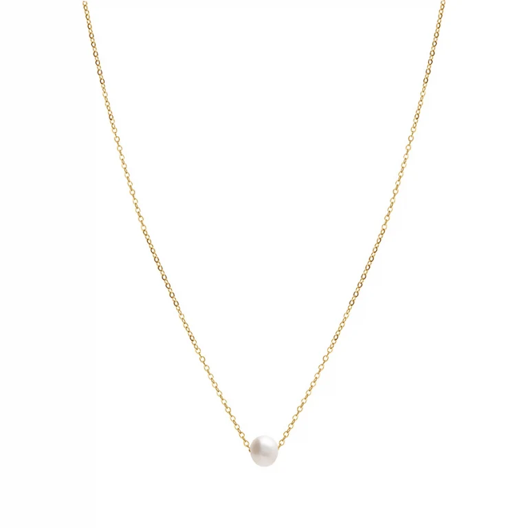 Collier perle de culture d’eau douce – Acier doré | Azuline
