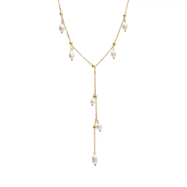 Collier perles de culture d’eau douce – Acier doré | Azuline
