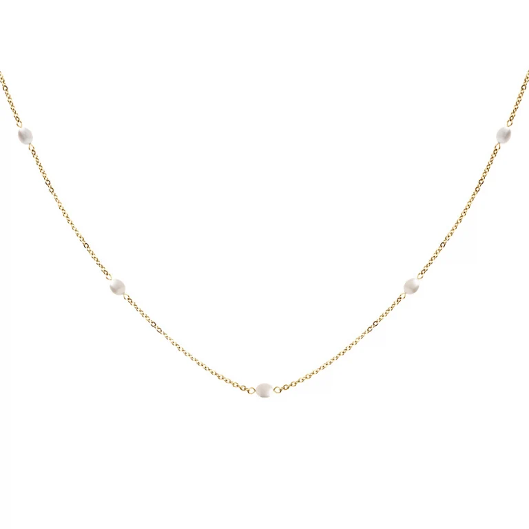 Sautoir perles 90 cm – Acier doré | Azuline