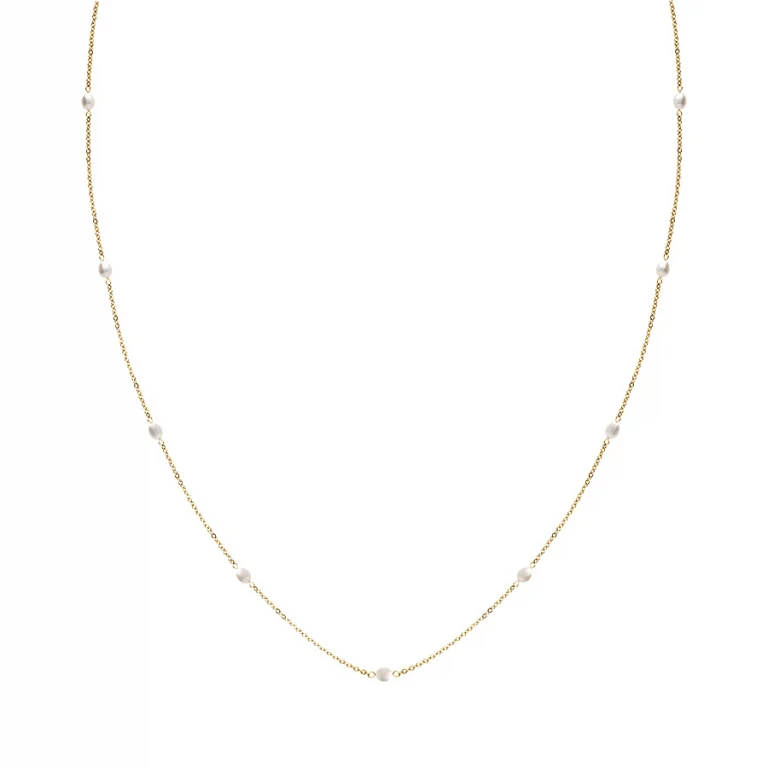 Sautoir perles 90 cm – Acier doré | Azuline
