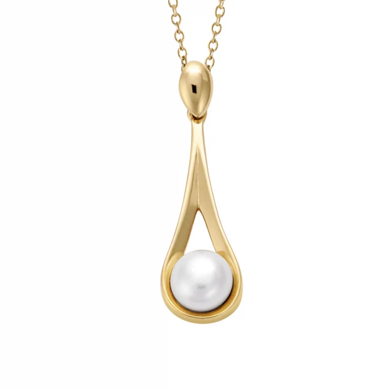 Collier goutte à perle blanche de culture d’eau douce – Plaqué or | Azuline
