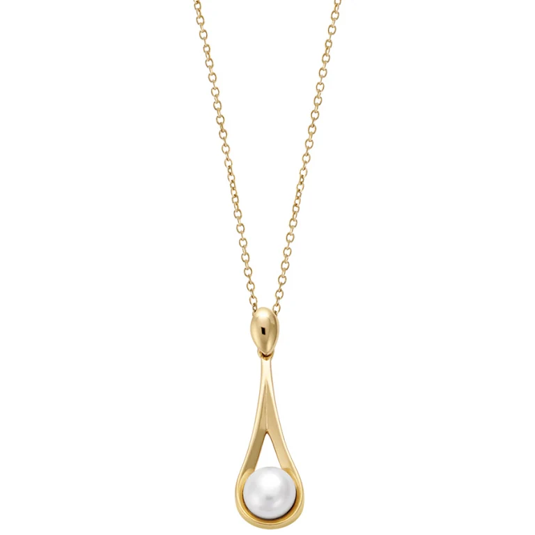 Collier goutte à perle blanche de culture d’eau douce – Plaqué or | Azuline