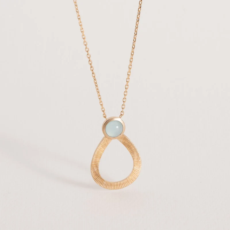 Collier Célestine agate bleue – Plaqué or | Ana & Cha