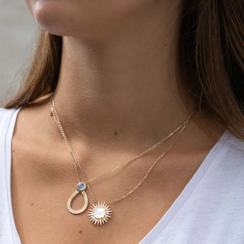 Collier Célestine agate bleue – Plaqué or | Ana & Cha