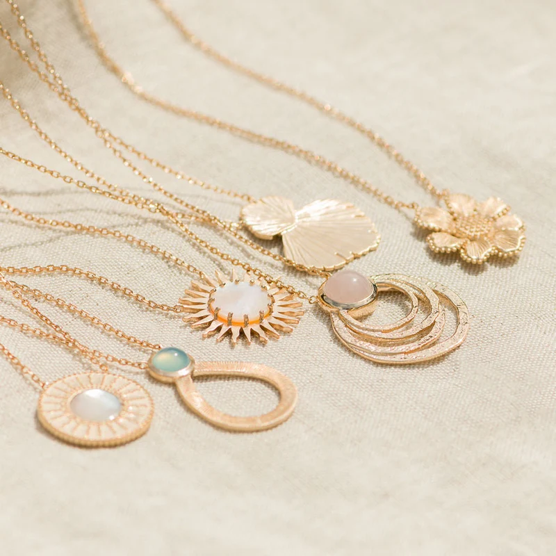 Collier Célestine agate bleue – Plaqué or | Ana & Cha