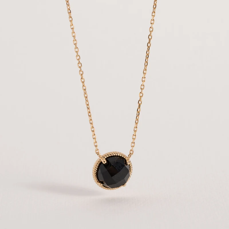 Collier Lise agate noire – Plaqué or | Ana & Cha