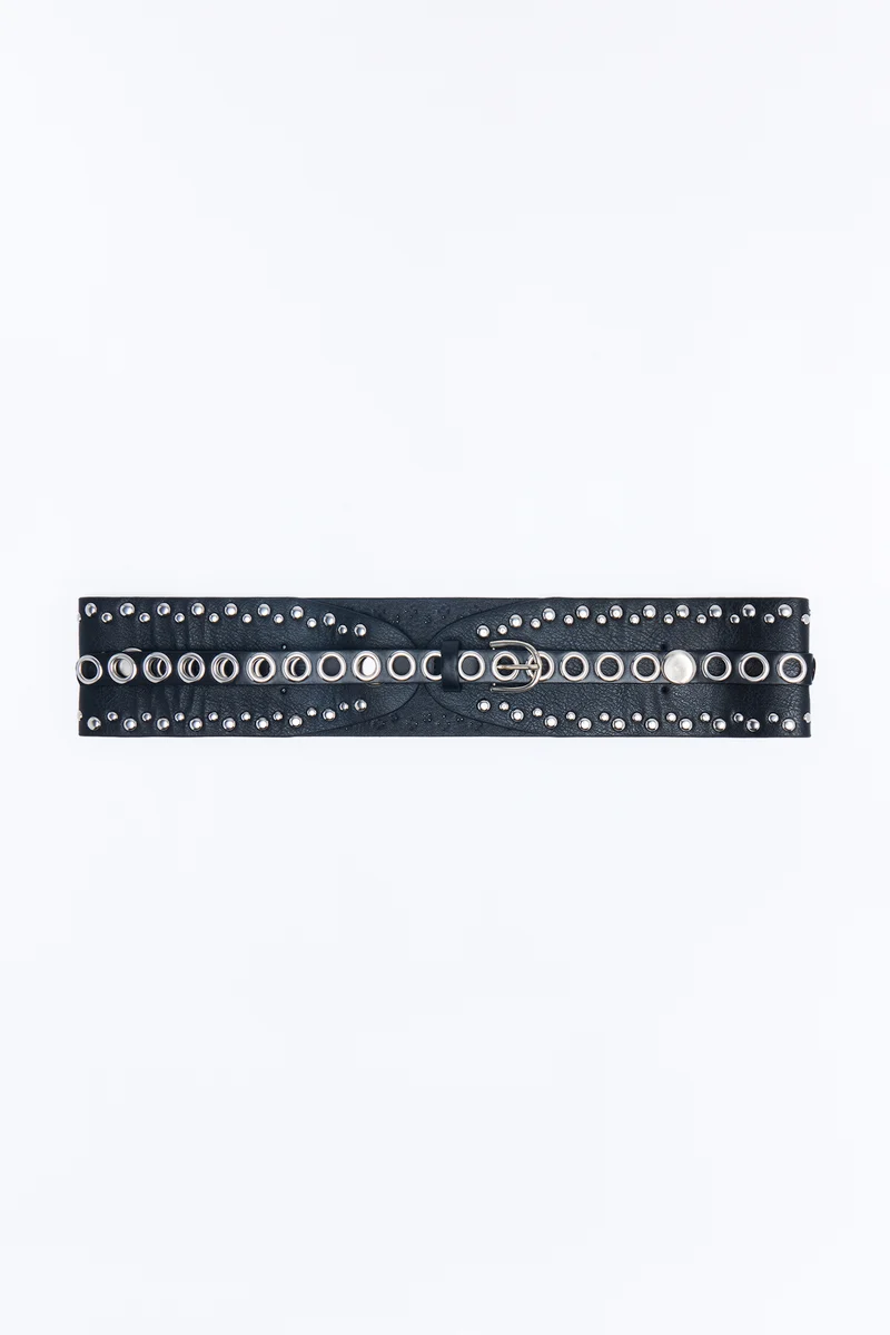 Stud Him Up Faux Leather Belt - Black