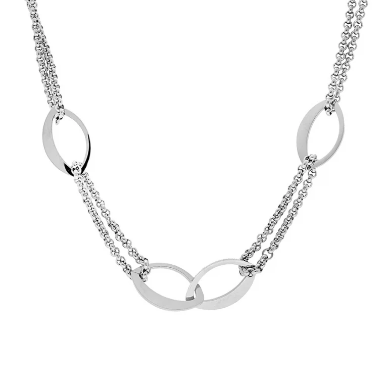 Sautoir mode motifs ovales 77 cm – Acier | Azuline