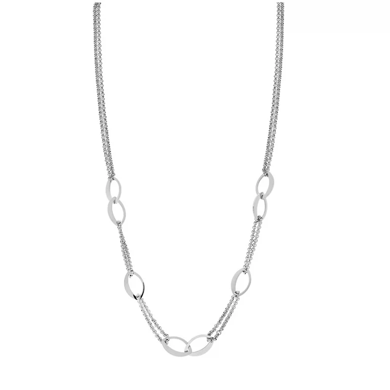 Sautoir mode motifs ovales 77 cm – Acier | Azuline