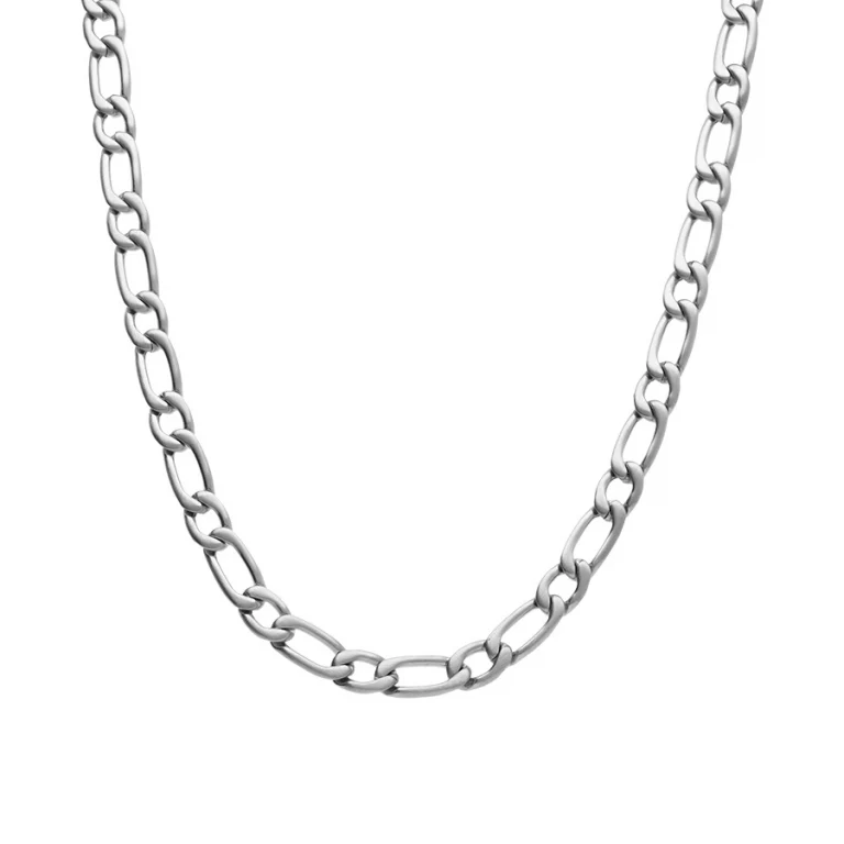 Collier long chainage satin 6mm 55 cm – Acier | Azuline