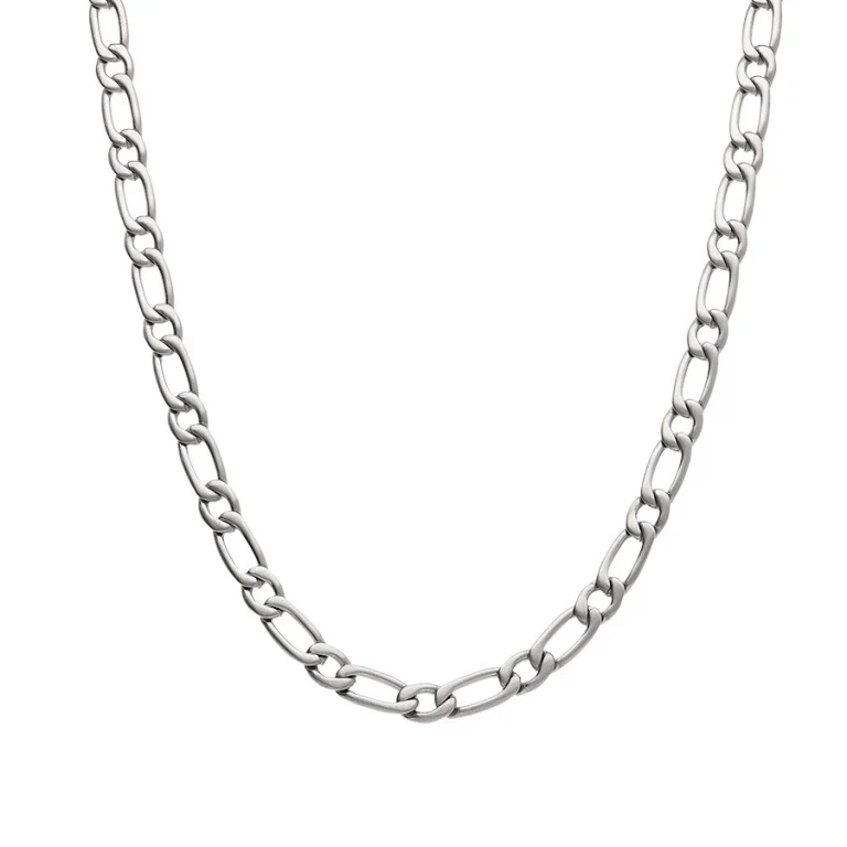 Collier long chainage satiné 1+1 55 cm – Acier | Azuline