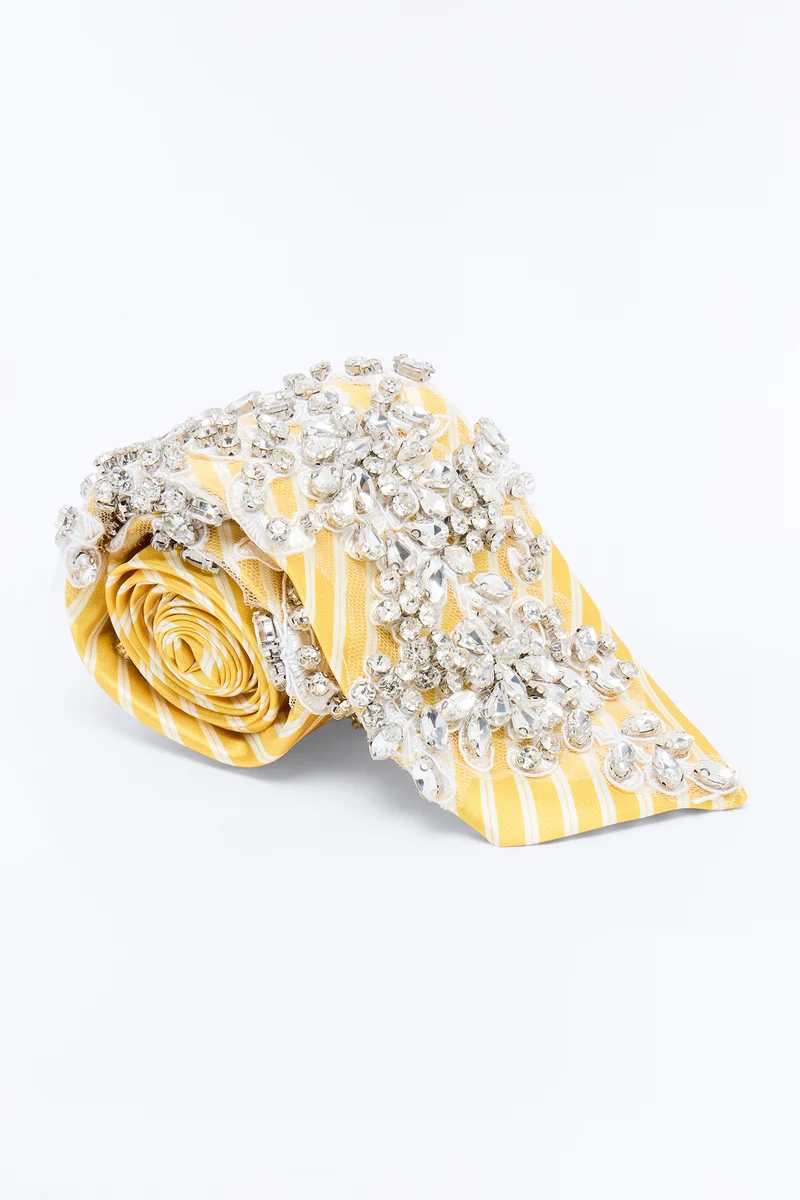 Day To Night Rhinestone Tie Scarf - Yellow/combo