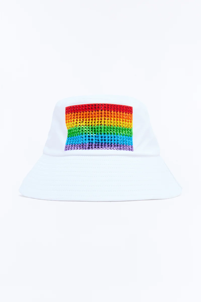 Love Sparkles Rhinestone Bucket Hat - White/combo