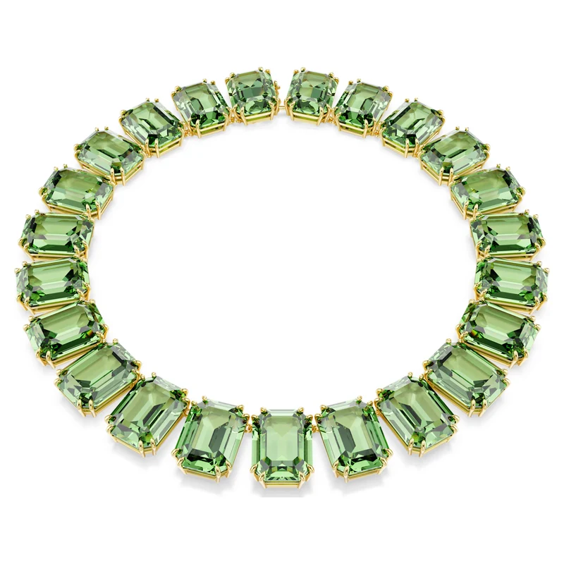 Collier Swarovski - Millenia - Taille octogonale - Vert & Doré