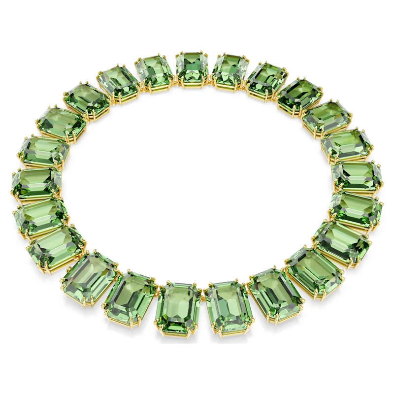Collier Swarovski - Millenia - Taille octogonale - Vert & Doré