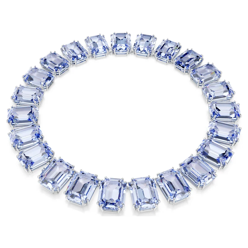 Collier Swarovski - Millenia - Taille octogonale - Cristaux oversize - Bleu & Argenté