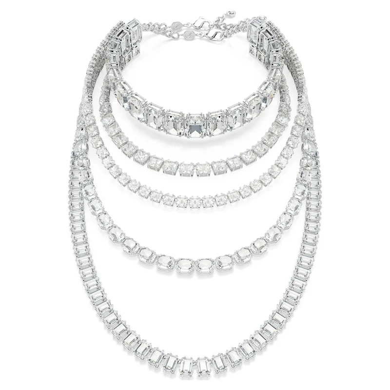 Collier Swarovski - Millenia - Tailles variées - Multi-rangs - Blanc & Argenté