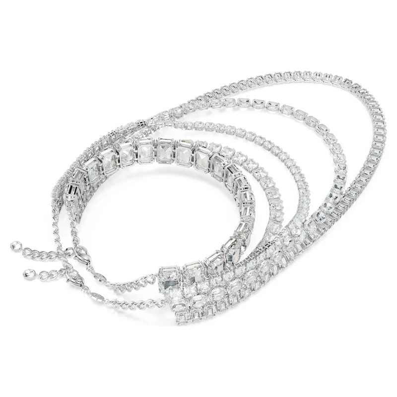 Collier Swarovski - Millenia - Tailles variées - Multi-rangs - Blanc & Argenté