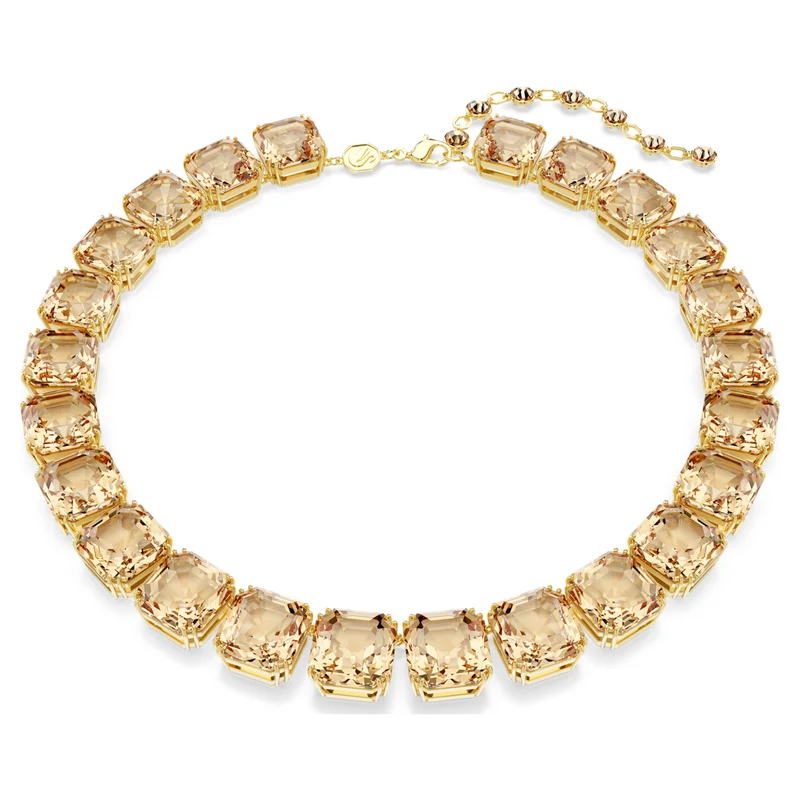 Collier Swarovski - Millenia - Taille octogonale - Marron & Doré