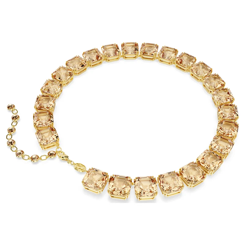 Collier Swarovski - Millenia - Taille octogonale - Marron & Doré