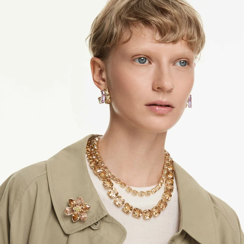 Collier Swarovski - Millenia - Taille octogonale - Marron & Doré